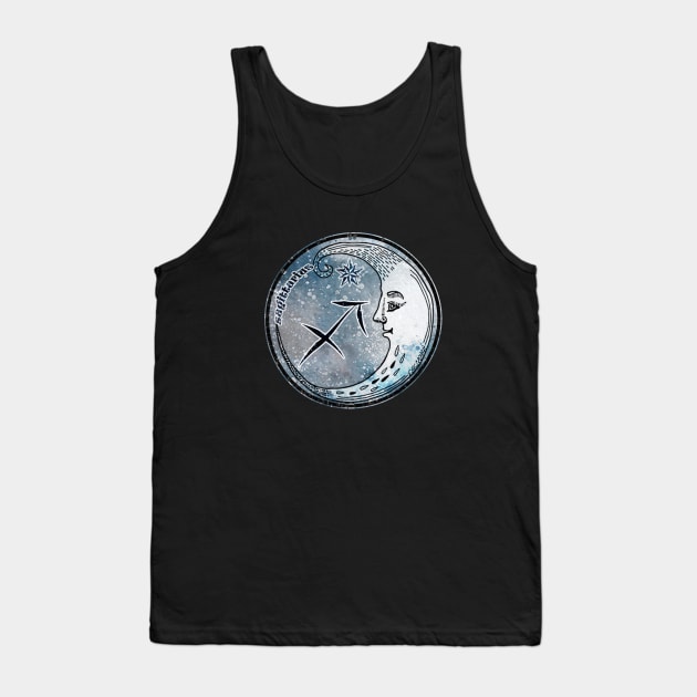 Sagittarius Moon Sign Astrology Zodiac Symbol Stars and Crescent Moon Tank Top by graphicbombdesigns